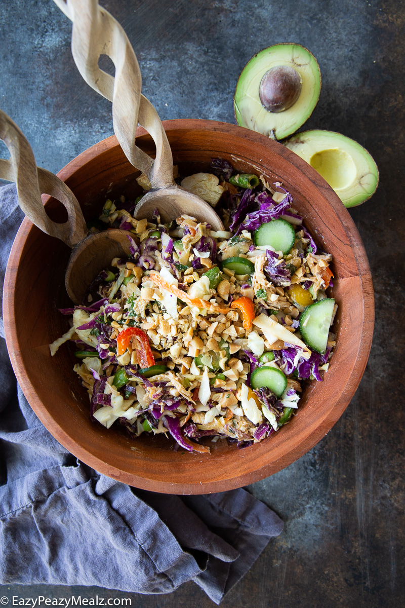 A bowl full of thai peanut salad