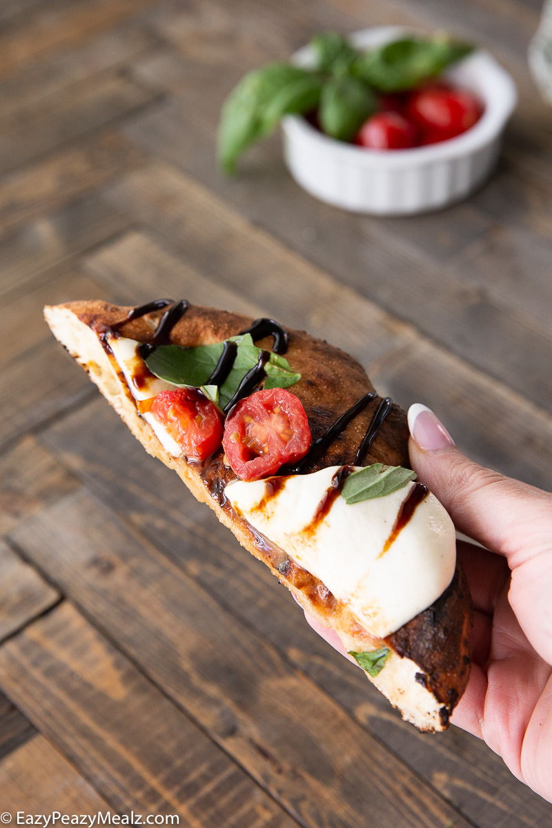 Making caprese flatbread