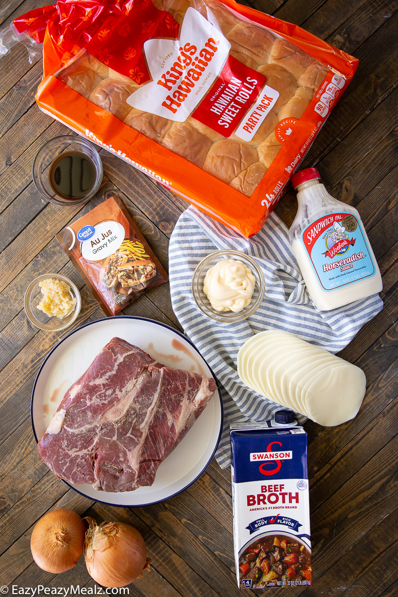 Ingredients for crock pot french dip sliders