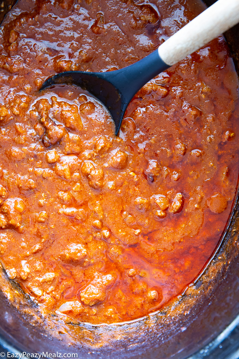 Sloppy joes made in the slow cooker.