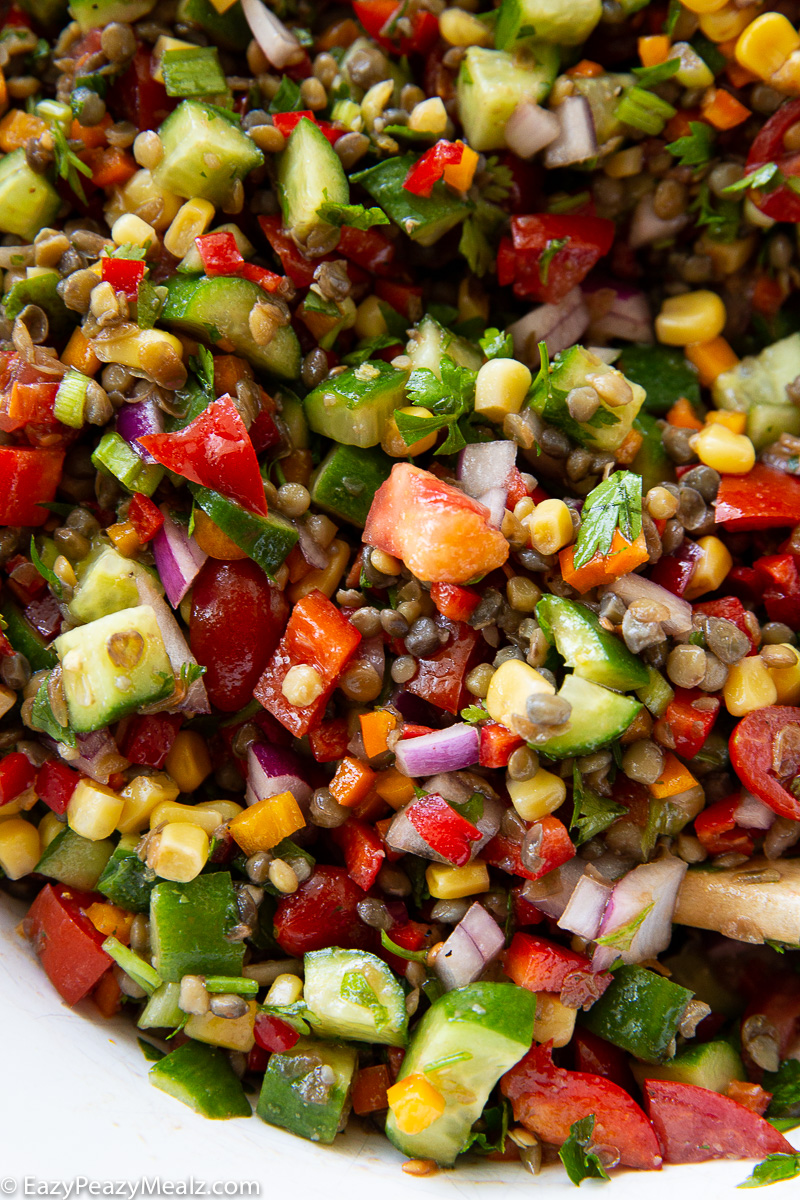 Lentil cowboy caviar is delicious, packed with flavor, and nutrition.