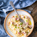 Slow cooker Cheesy ham and potatoes, a simple casserole that is full of flavor.