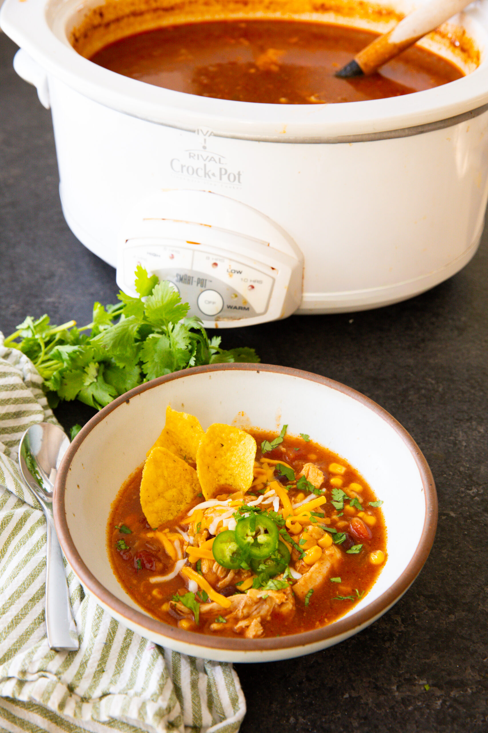 Slow cooker chicken enchilada soup