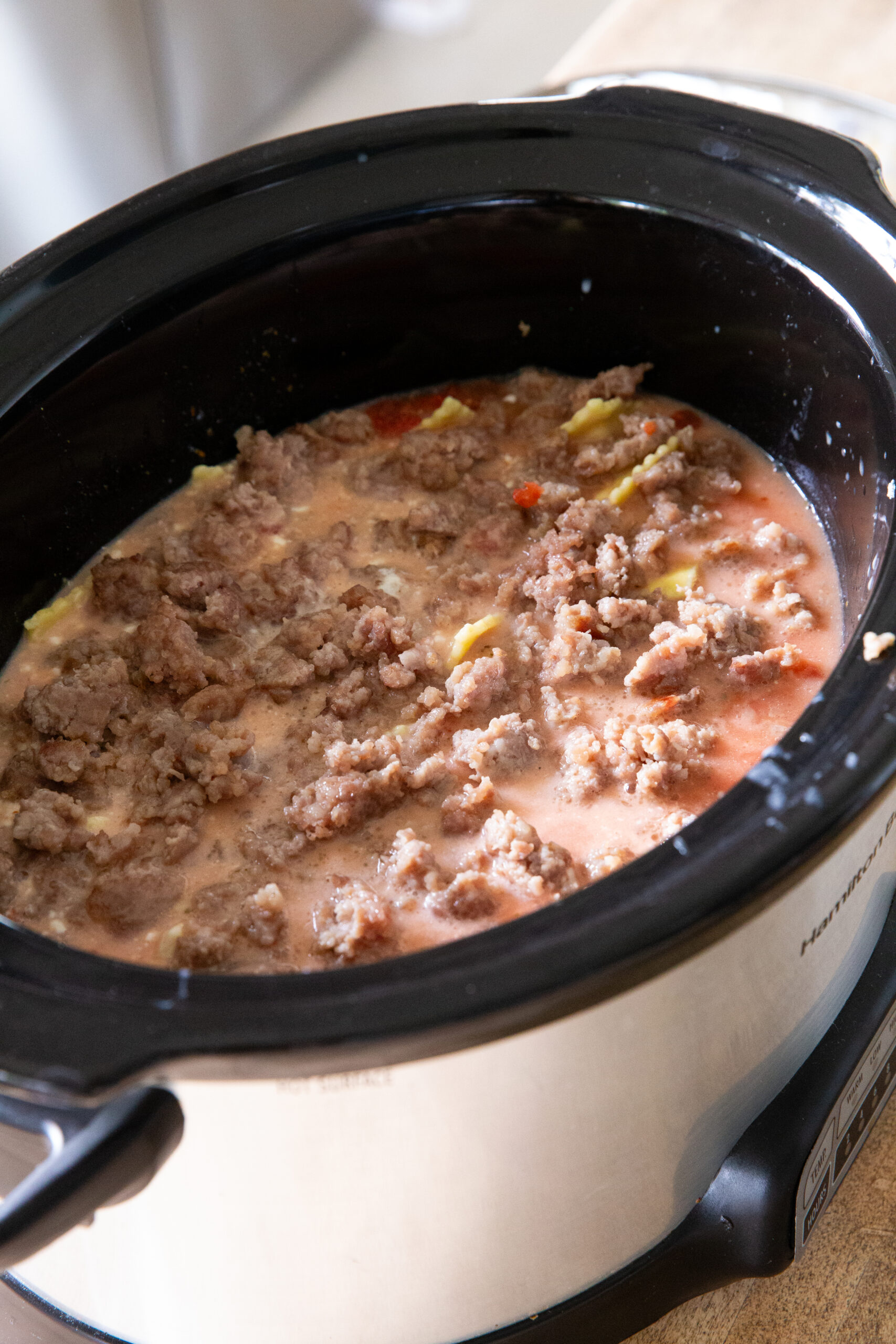 Slow cooking your sausage ravioli