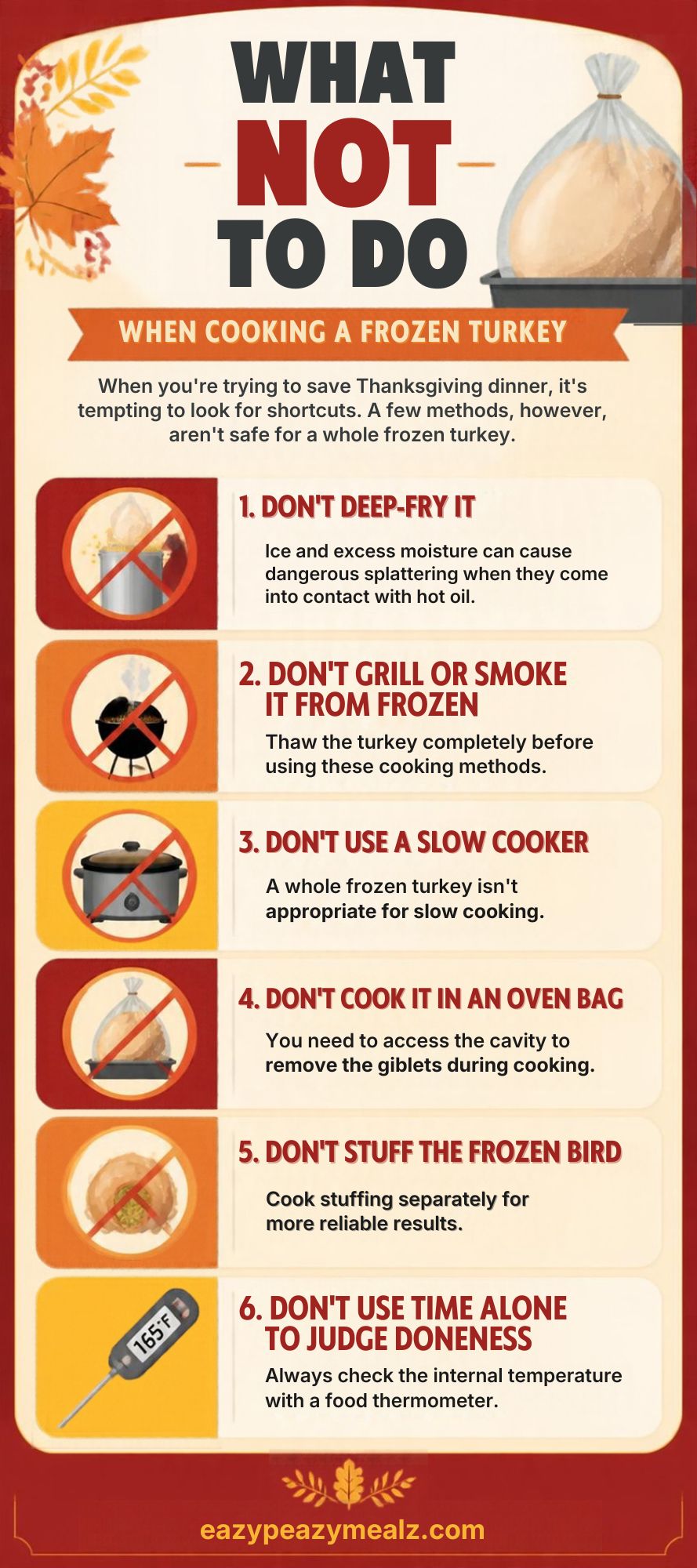 What not to do when cooking a frozen turkey