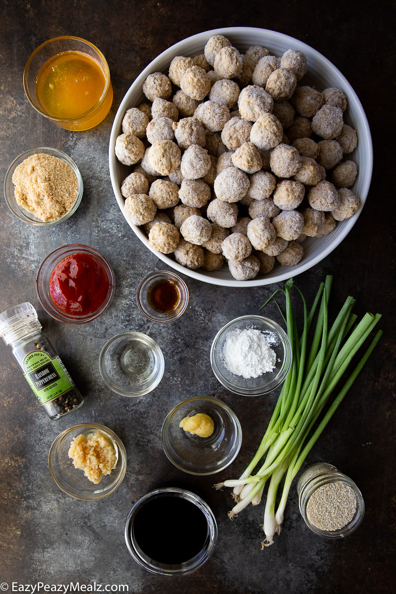 Frozen meatballs and a honey garlic sauce, cooked in the slow cooker for a dinner or an appetizer.