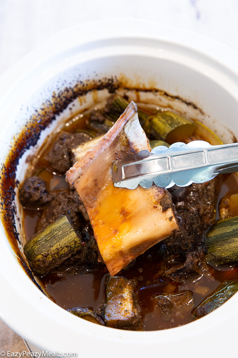 Pulling the bone out of the chuck roast
