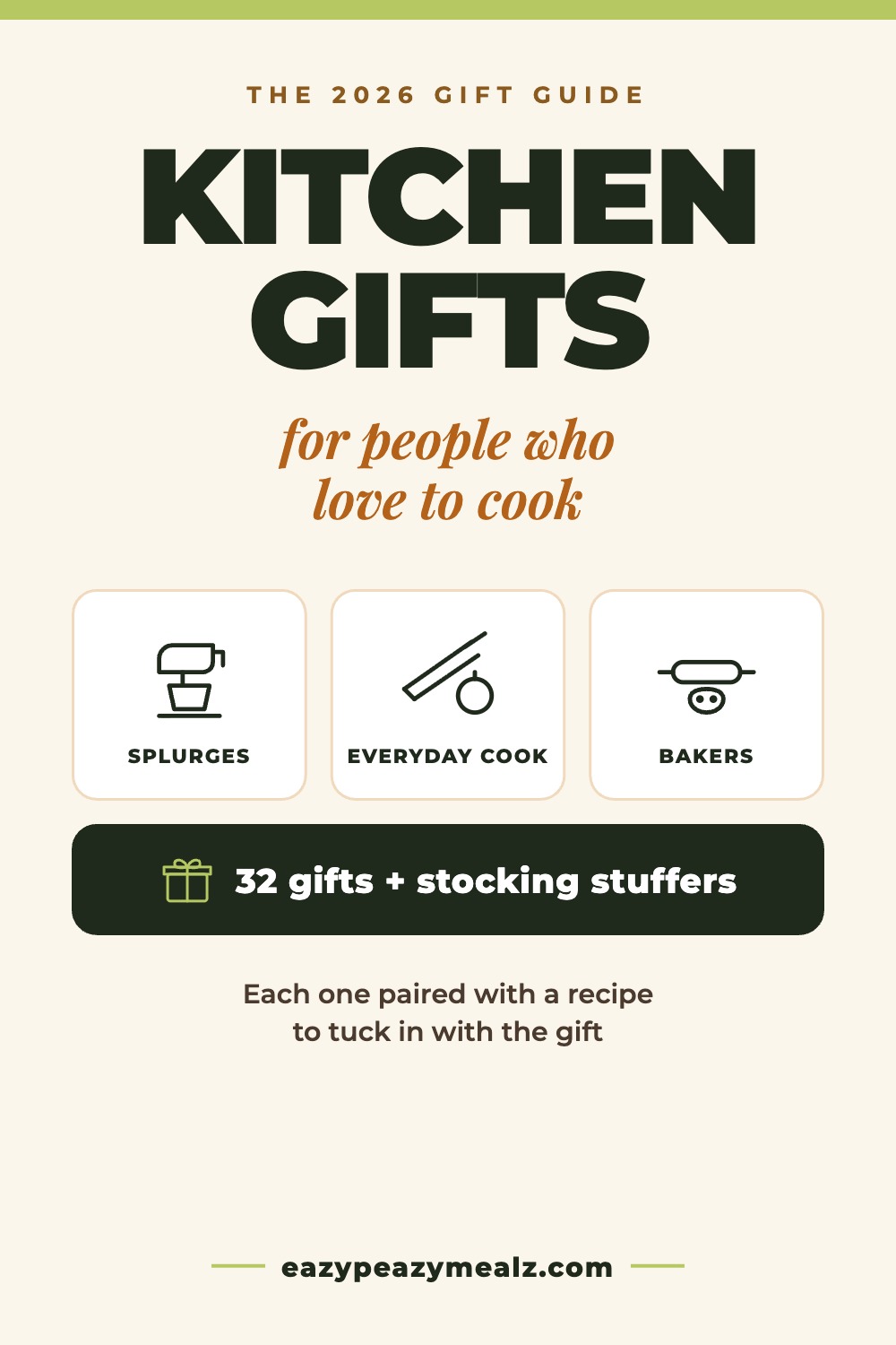 Kitchen gifts for people who love to cook, a gift guide with 32 ideas